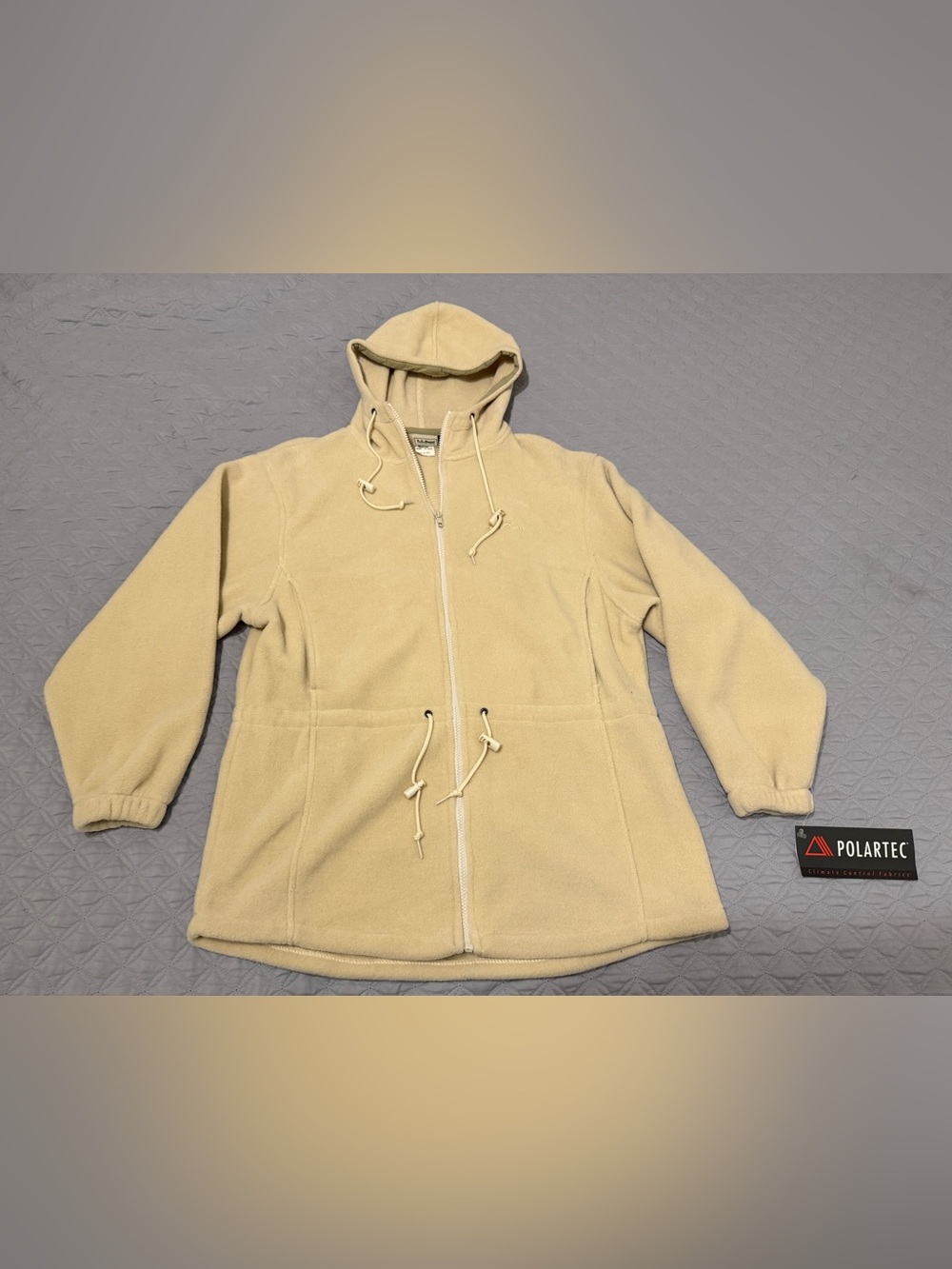 VTG L.L. Bean Polartec Fleece Parka Jacket Beige Deadstock Made In USA Women Med